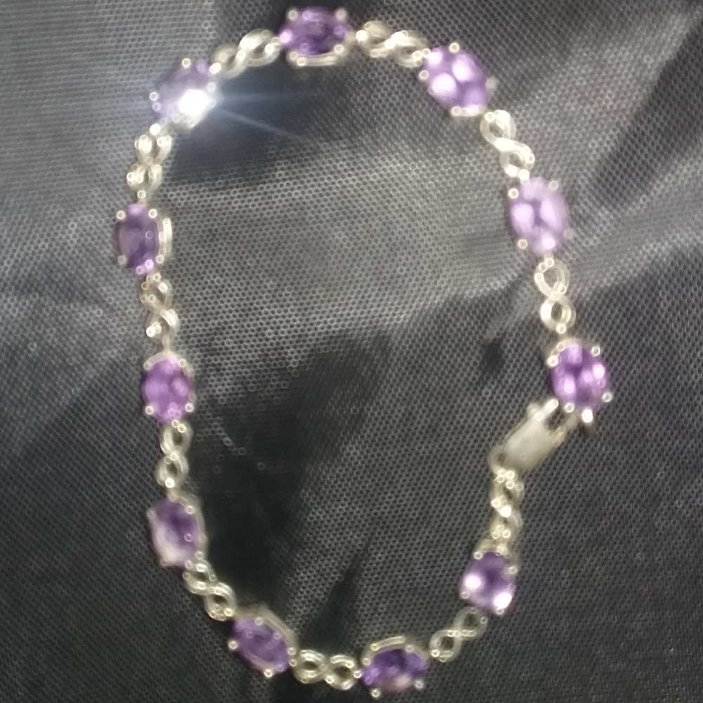 Genuine  Amethyst  Bracelet  .925 Stamped